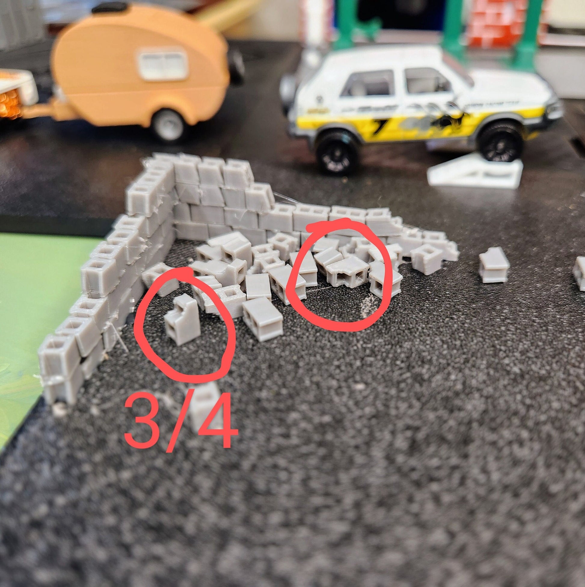 1/64 Miniature Cinder Blocks - Diverse Shapes and Colors!